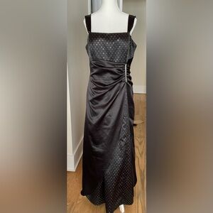 Blondie Nites Satin Evening Gown | Foil Dot Panel | Corset Back | Size 19